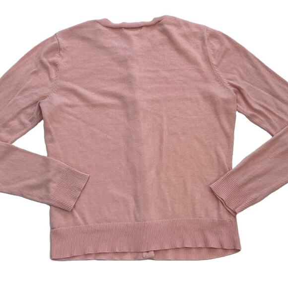 NY & Co Pale/Blush Pink Crew Neck Bling/Jeweled Button Down Cardigan, Size M - Picture 4 of 9